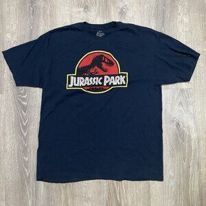 Jurassic Park Men’s T-Shirt - Classic Red Logo with T-Rex - Size XL